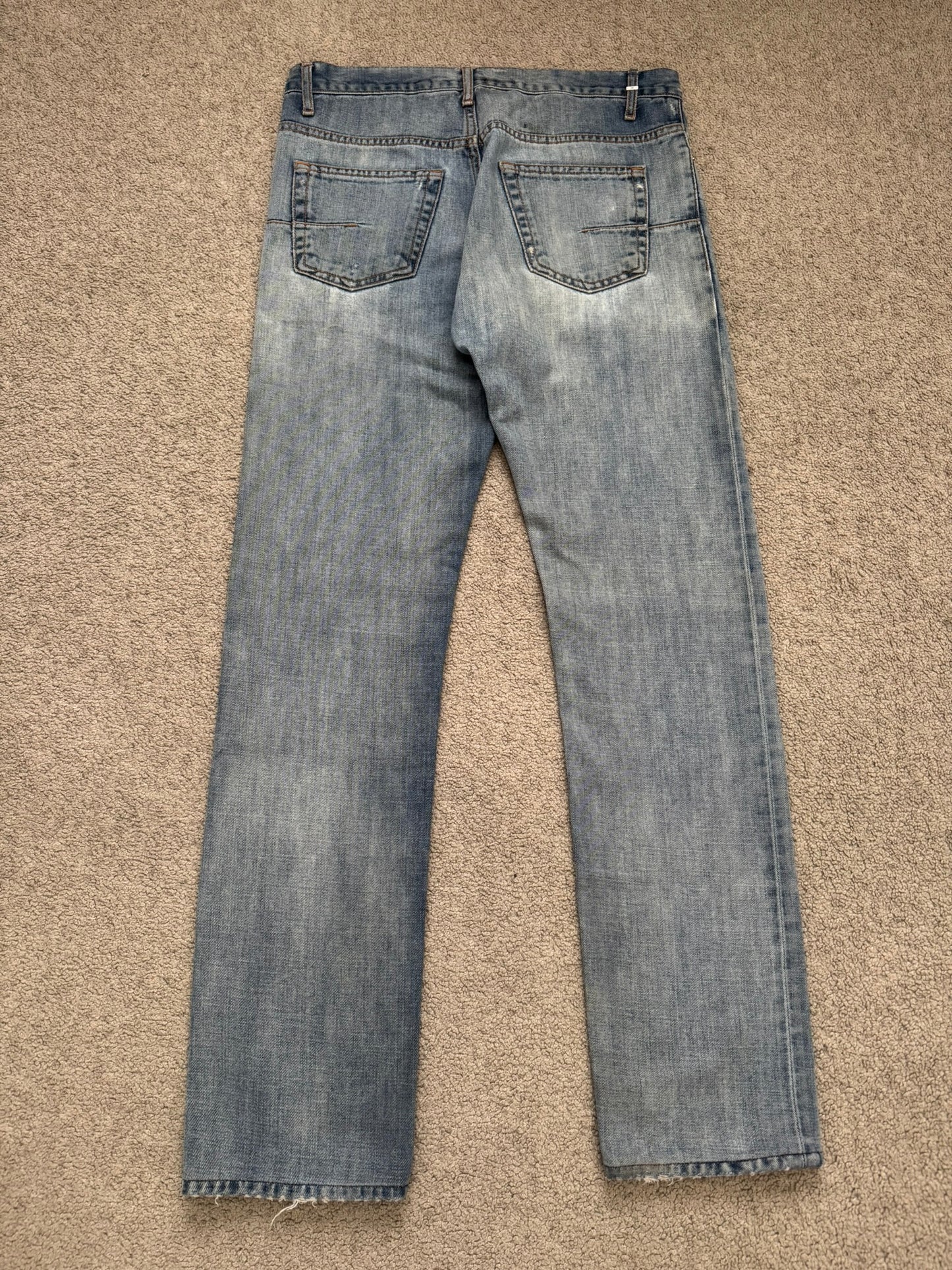 SS08 Dior Homme by Kris Van Assche Light Washed Blue Silver Denim Jeans