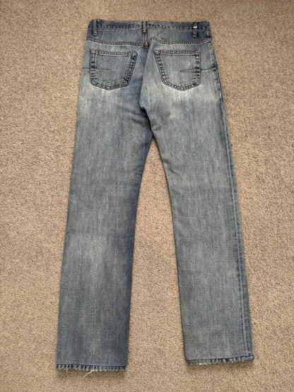 SS08 Dior Homme by Kris Van Assche Light Washed Blue Silver Denim Jeans