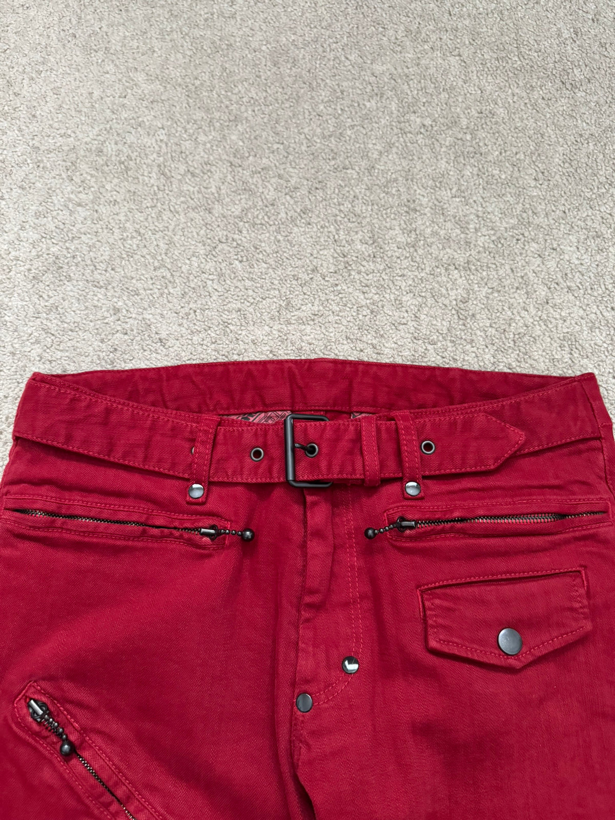 SS05 Number (N)ine "Nightcrawler" Belted Zipper Denim Jeans