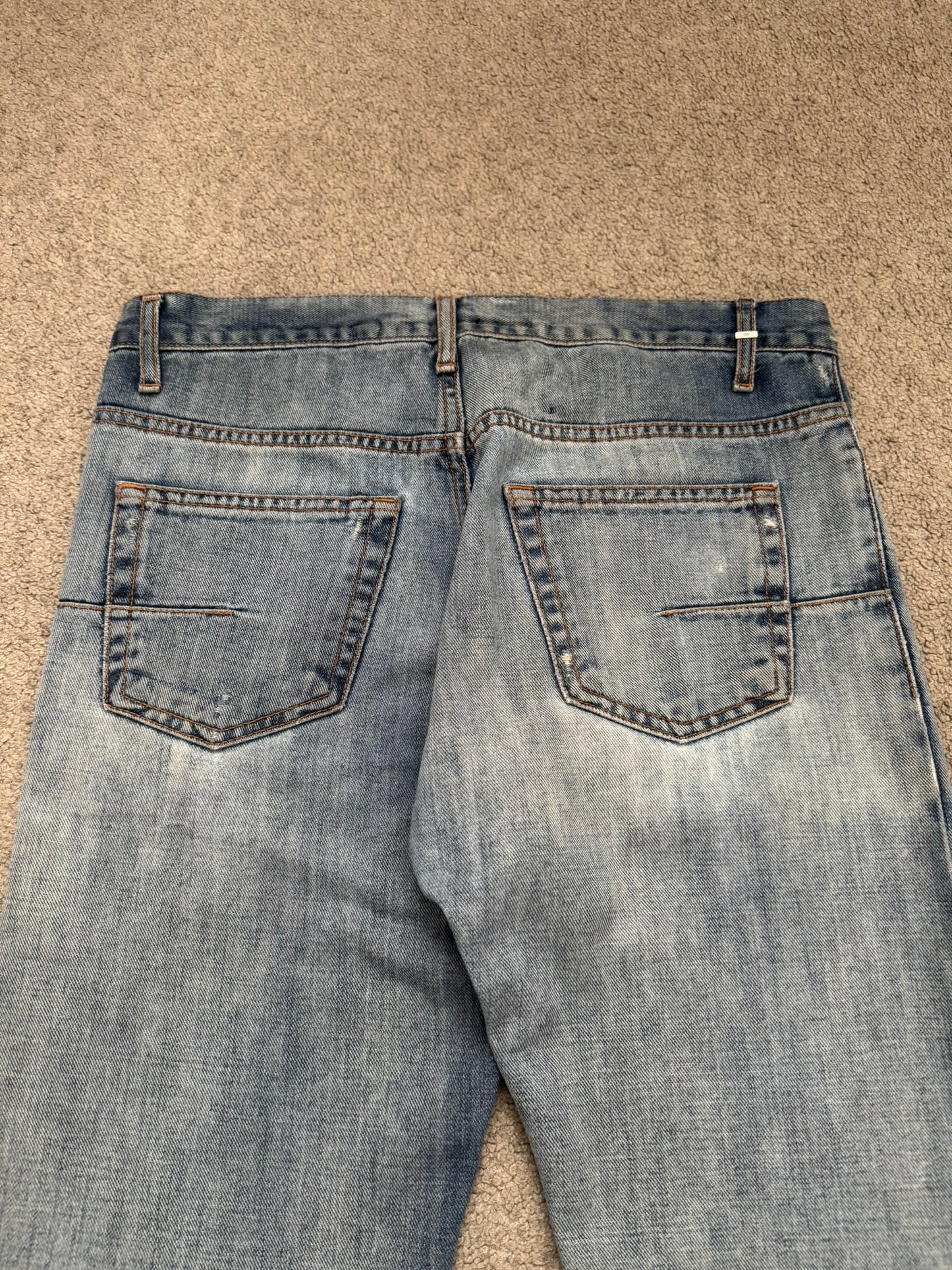 SS08 Dior Homme by Kris Van Assche Light Washed Blue Silver Denim Jeans