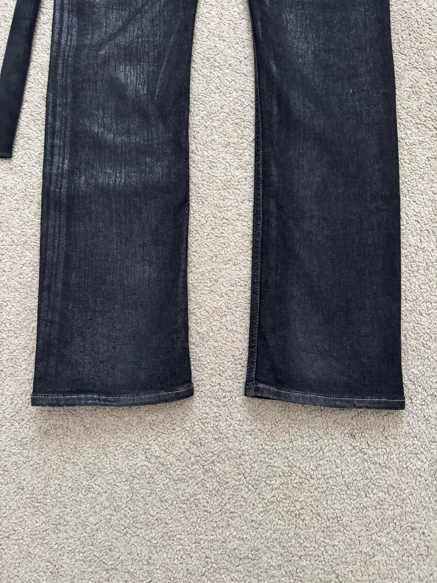FW21 Rick Owens DRKSHDW Black Foil Waxed Tyrone Denim Jeans