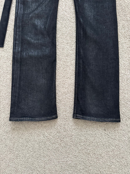 FW21 Rick Owens DRKSHDW Black Foil Waxed Tyrone Denim Jeans
