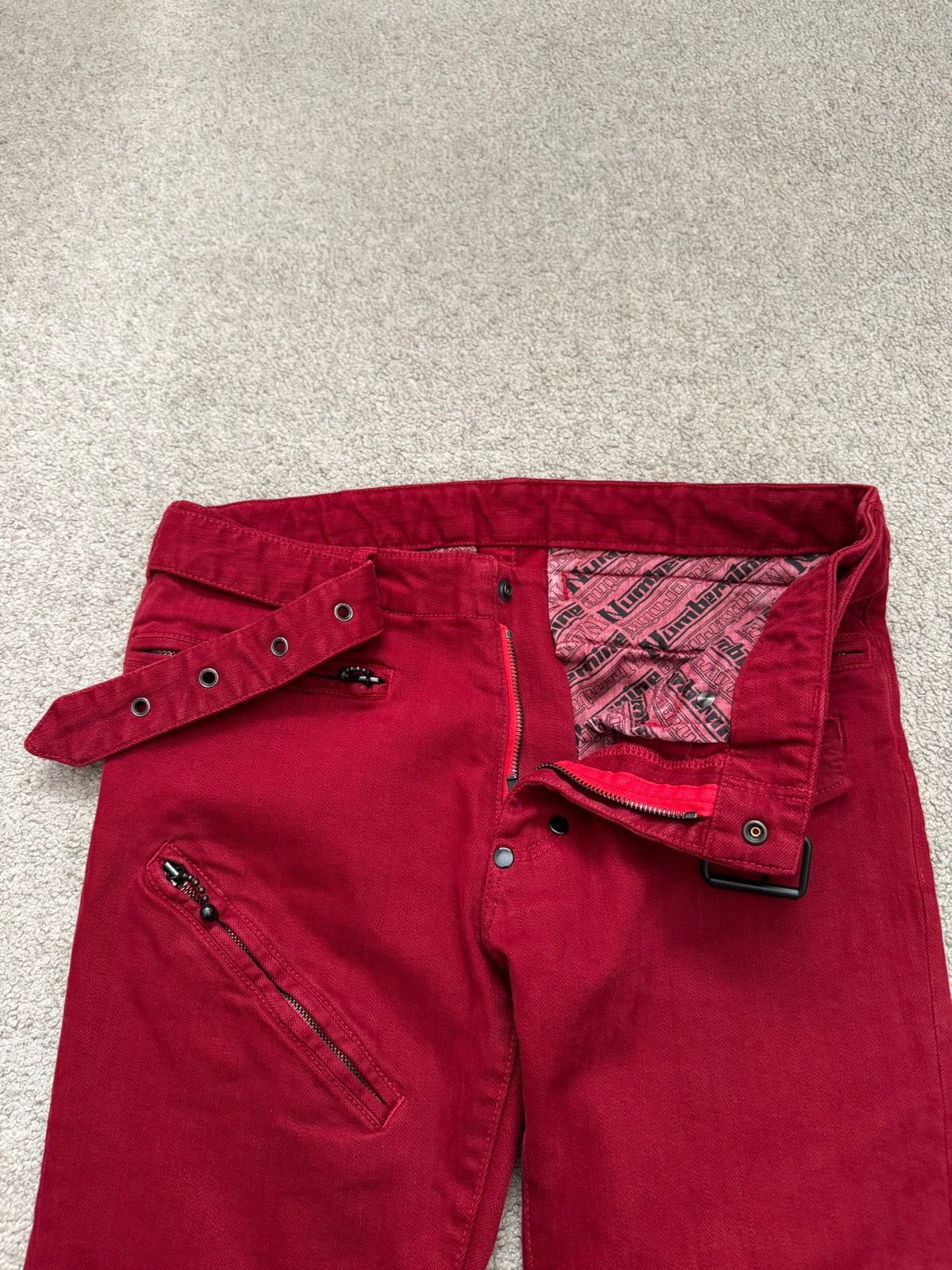 SS05 Number (N)ine "Nightcrawler" Belted Zipper Denim Jeans