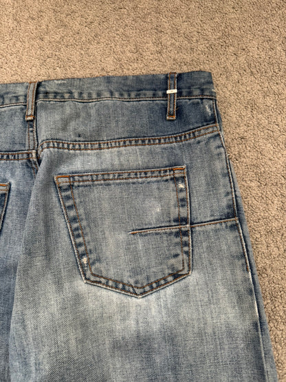 SS08 Dior Homme by Kris Van Assche Light Washed Blue Silver Denim Jeans