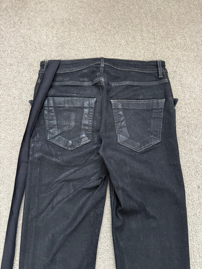 FW21 Rick Owens DRKSHDW Black Foil Waxed Tyrone Denim Jeans