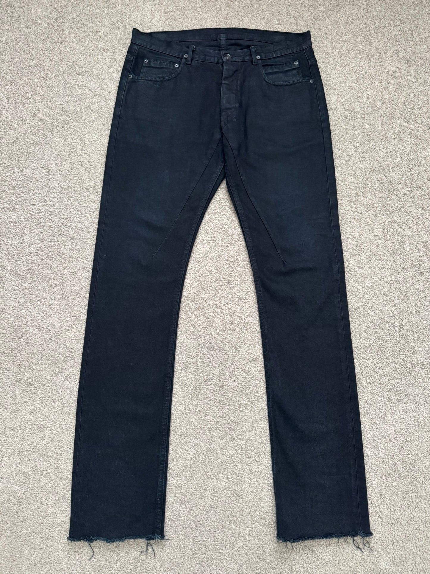 FW14 Rick Owens DRKSHDW Coated Wax Detroit Cut Denim Jeans