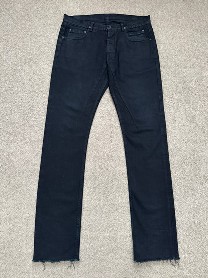 FW14 Rick Owens DRKSHDW Coated Wax Detroit Cut Denim Jeans