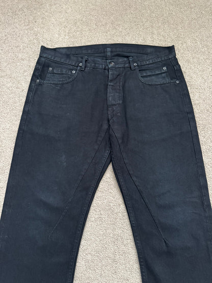 FW14 Rick Owens DRKSHDW Coated Wax Detroit Cut Denim Jeans