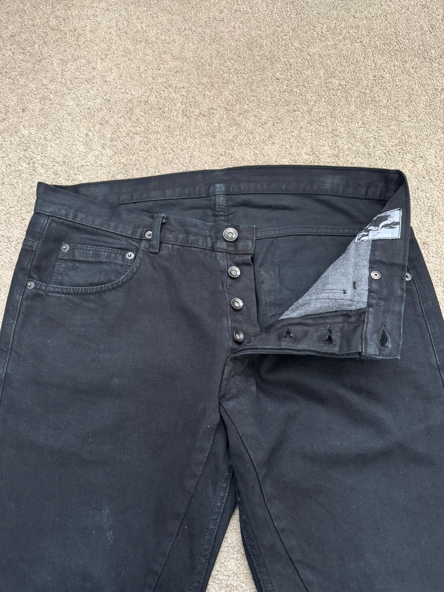 FW14 Rick Owens DRKSHDW Coated Wax Detroit Cut Denim Jeans