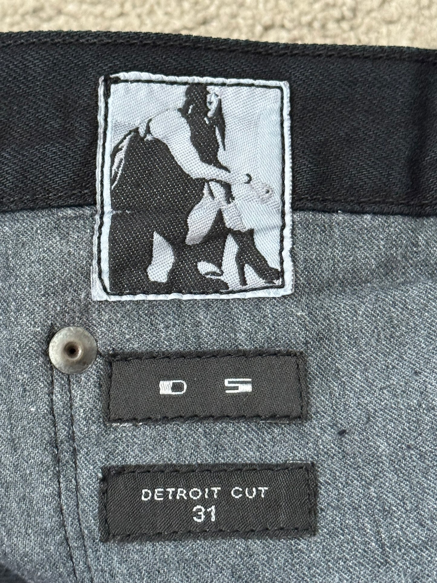 FW14 Rick Owens DRKSHDW Coated Wax Detroit Cut Denim Jeans