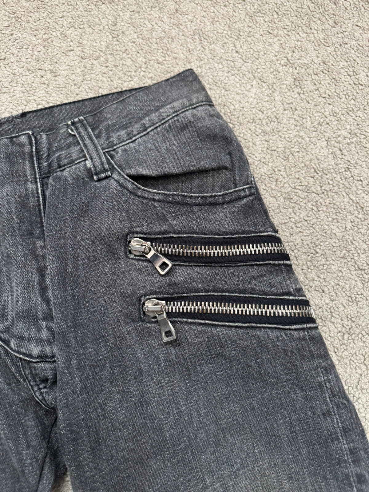 FW11 Balmain by Christophe Decarnin 4 Zip Biker Denim Jeans