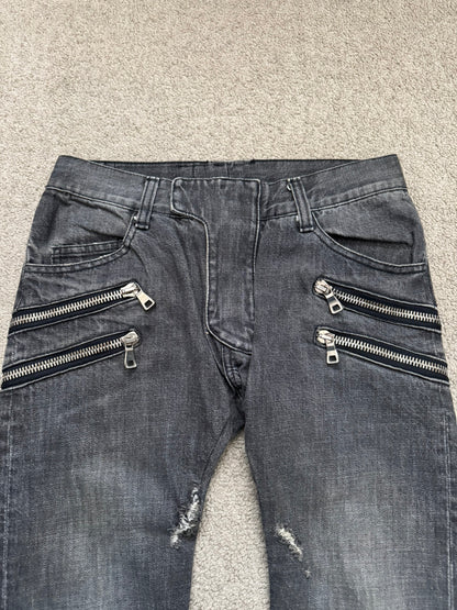FW11 Balmain by Christophe Decarnin 4 Zip Biker Denim Jeans