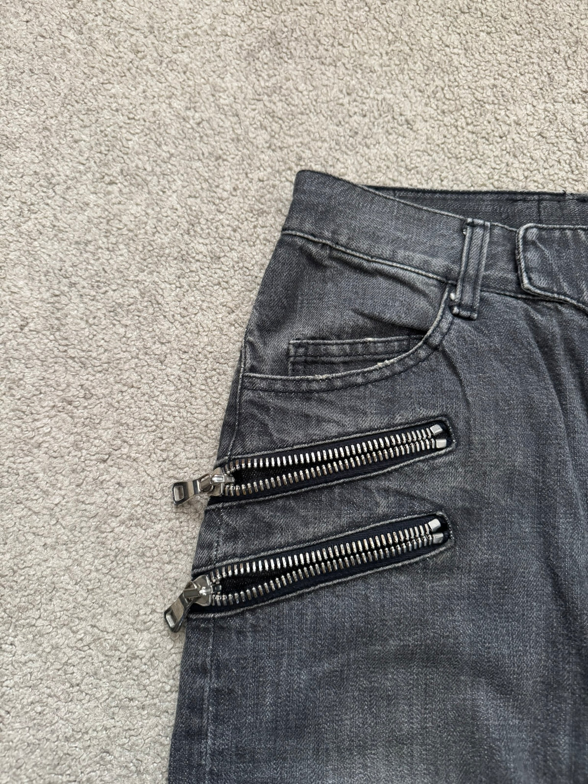 FW11 Balmain by Christophe Decarnin 4 Zip Biker Denim Jeans