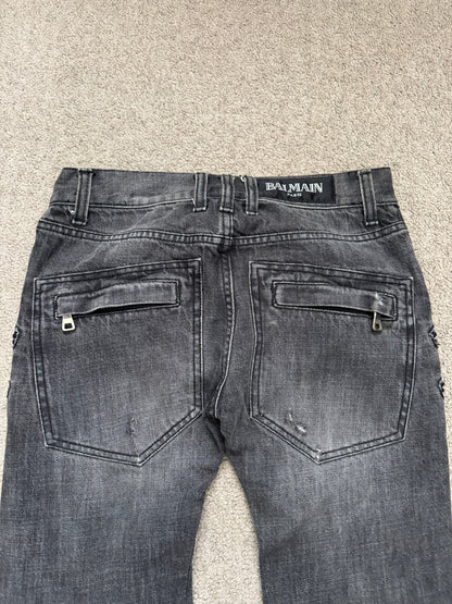 FW11 Balmain by Christophe Decarnin 4 Zip Biker Denim Jeans
