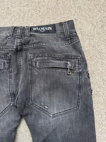 FW11 Balmain by Christophe Decarnin 4 Zip Biker Denim Jeans