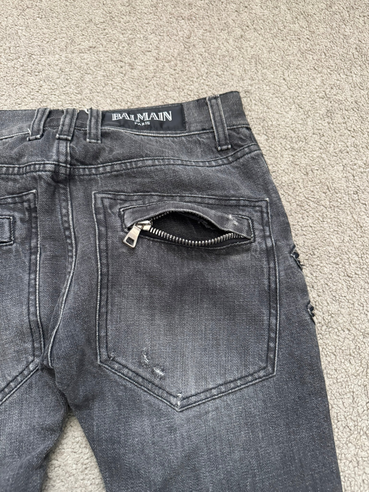 FW11 Balmain by Christophe Decarnin 4 Zip Biker Denim Jeans