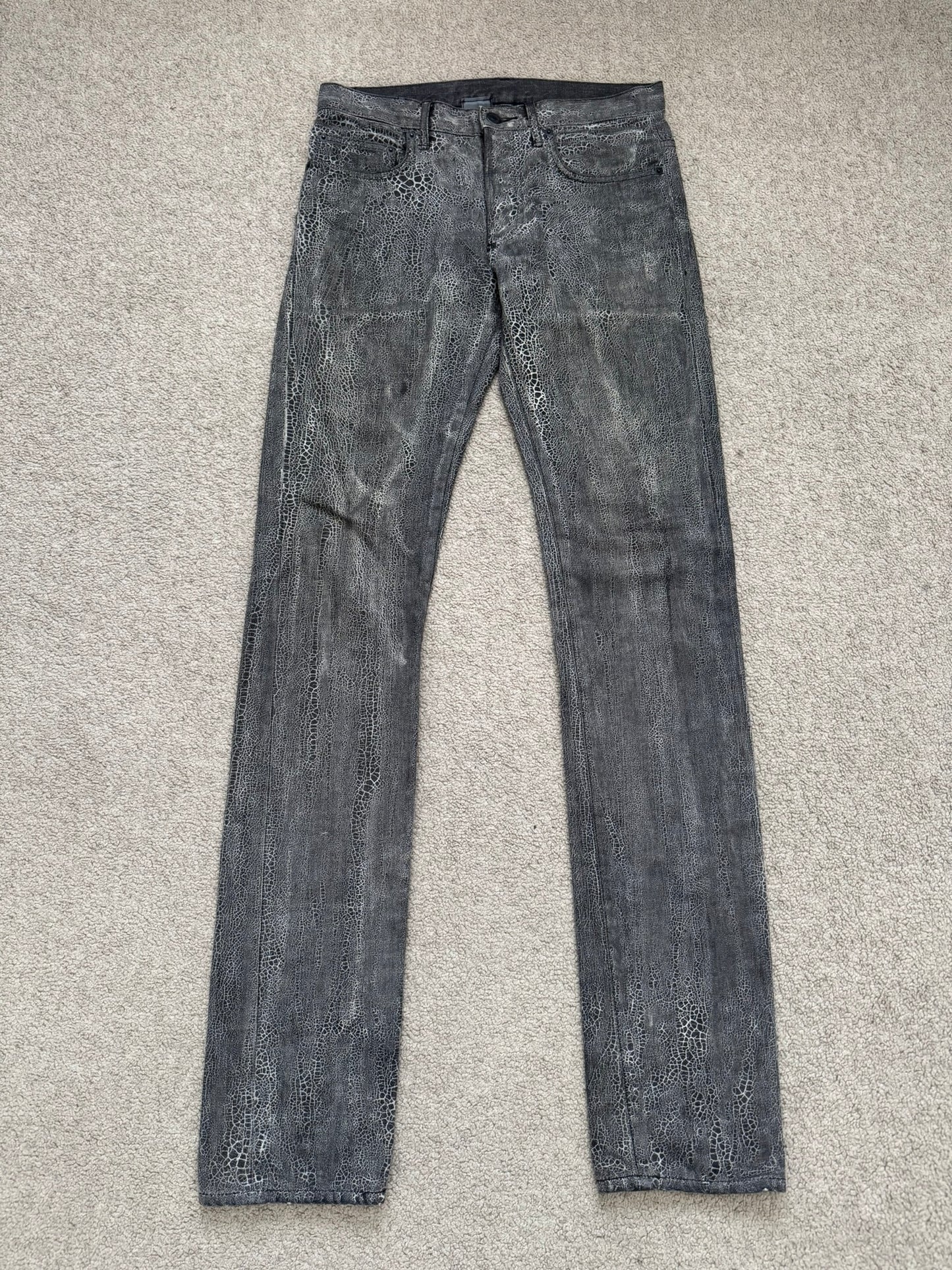 AW08 Dior Homme by Kris Van Assche Batik Wash Spiderweb Denim Jeans