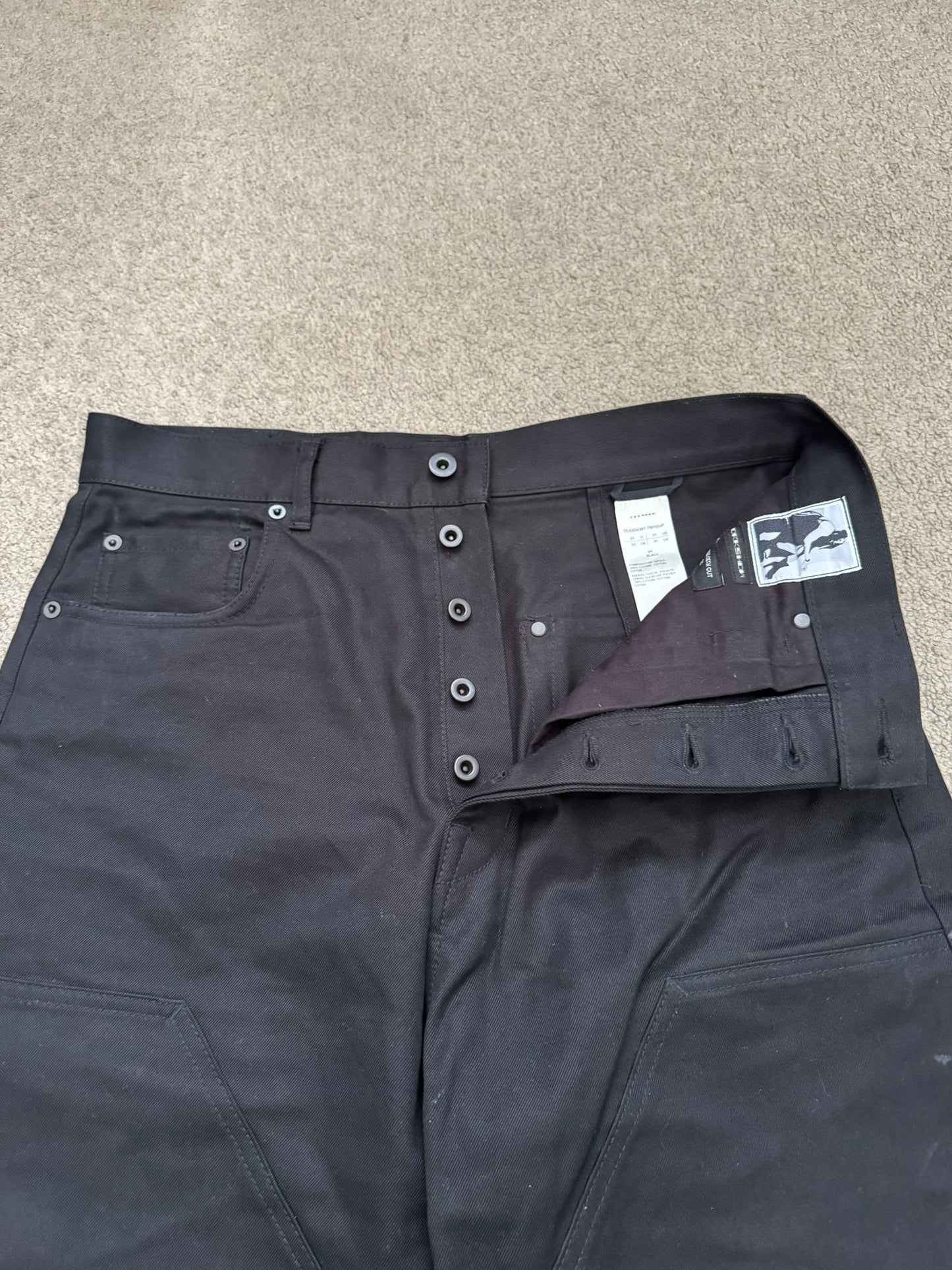 FW24 Rick Owens DRKSHDW MIJ Double Knee Geth Cut Denim Jeans