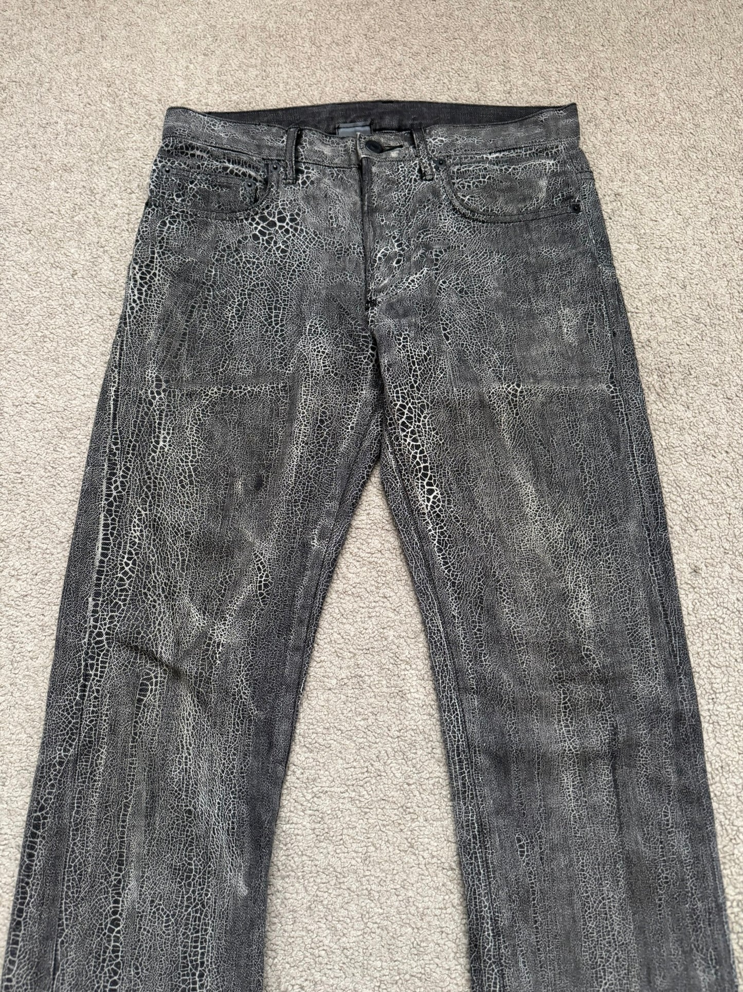 AW08 Dior Homme by Kris Van Assche Batik Wash Spiderweb Denim Jeans