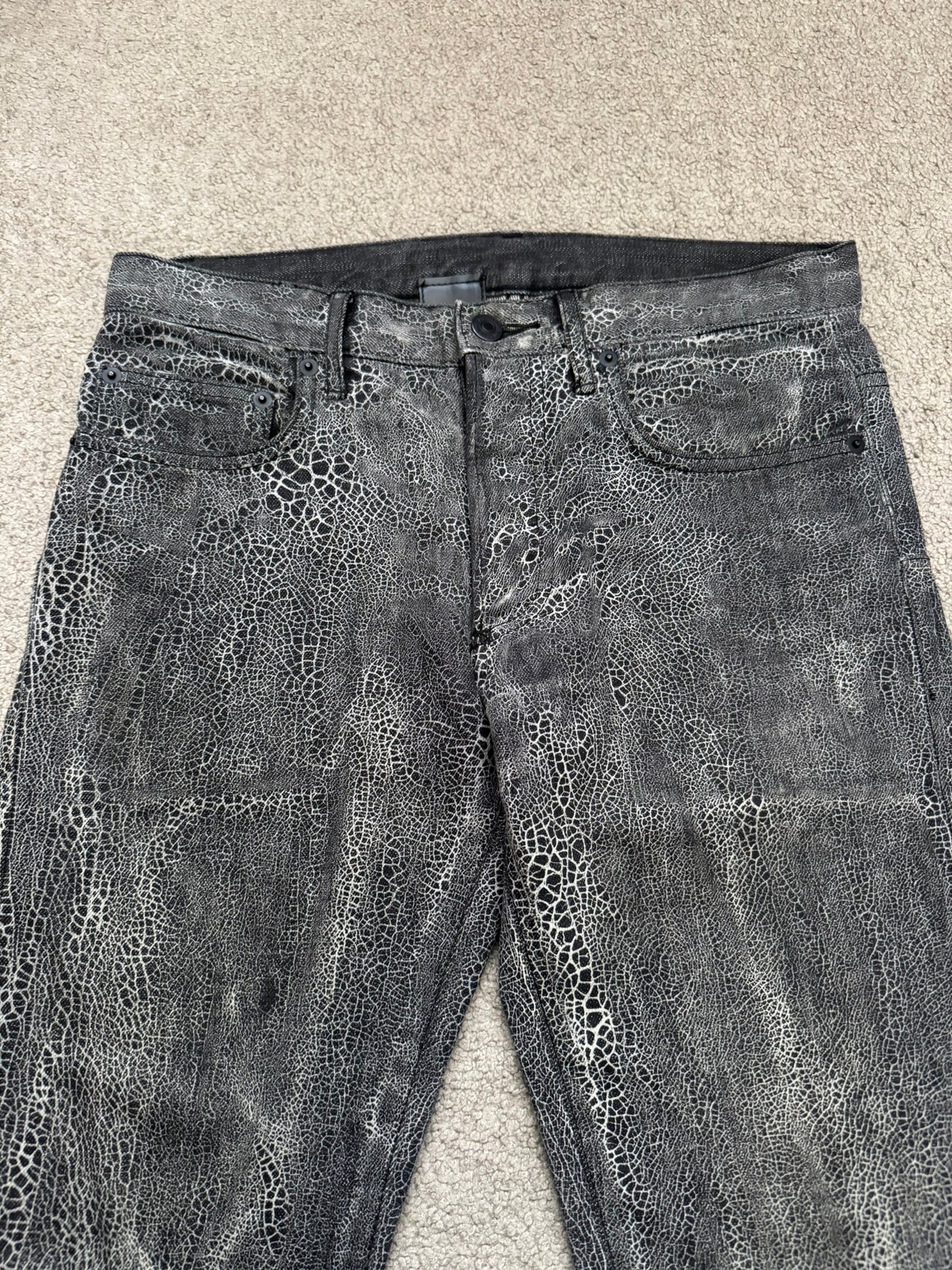 AW08 Dior Homme by Kris Van Assche Batik Wash Spiderweb Denim Jeans