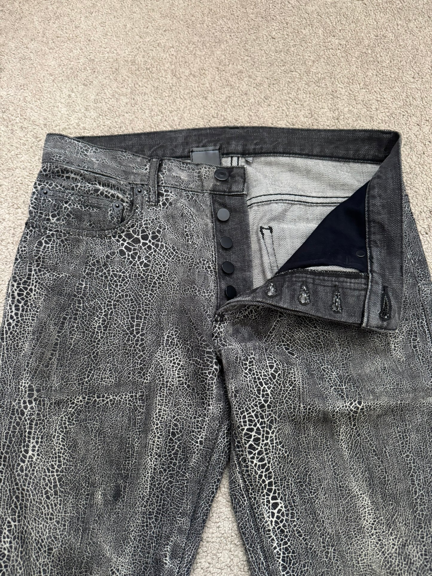 AW08 Dior Homme by Kris Van Assche Batik Wash Spiderweb Denim Jeans