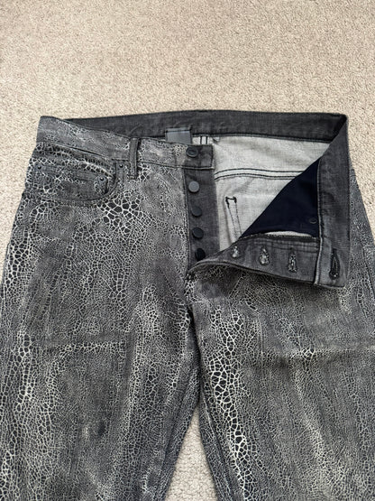 AW08 Dior Homme by Kris Van Assche Batik Wash Spiderweb Denim Jeans