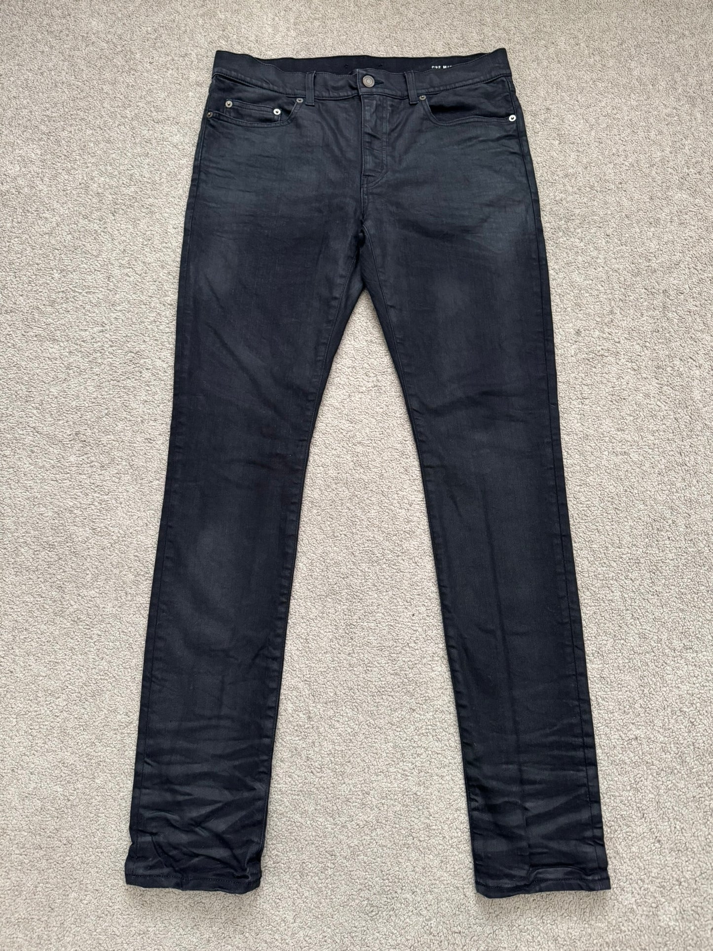 FW15 Saint Laurent by Hedi Slimane "Nightrider" Black Wax D02 Denim Jeans