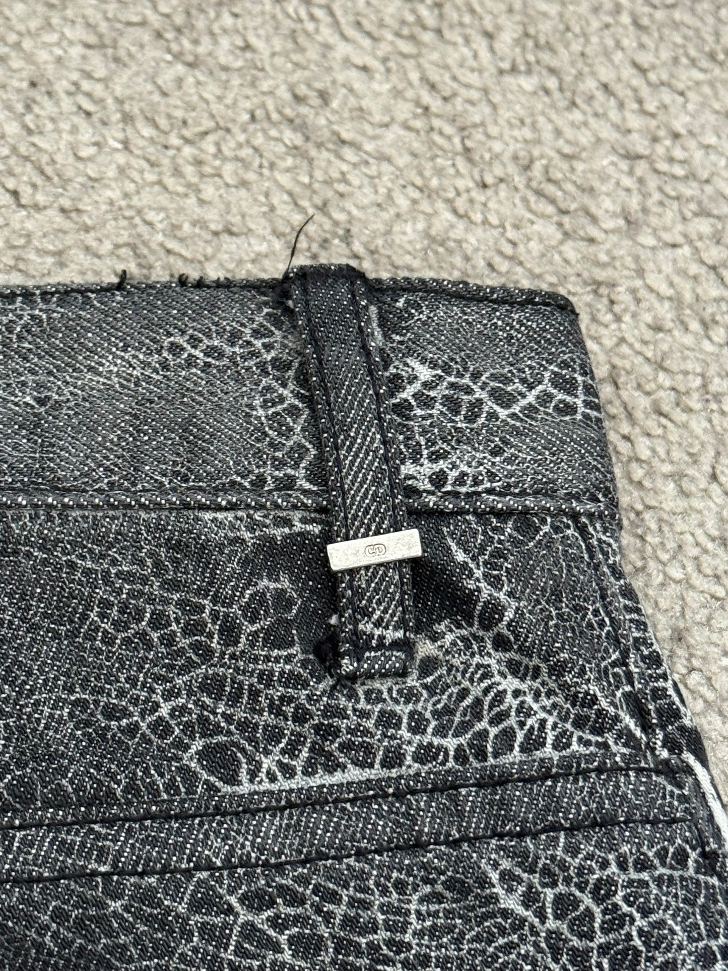 AW08 Dior Homme by Kris Van Assche Batik Wash Spiderweb Denim Jeans
