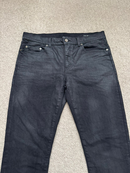 FW15 Saint Laurent by Hedi Slimane "Nightrider" Black Wax D02 Denim Jeans