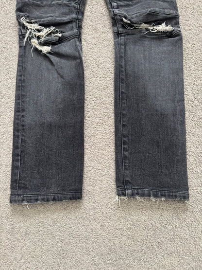 Balmain by Olivier Rousteing Distressed Zip Biker Denim Jeans