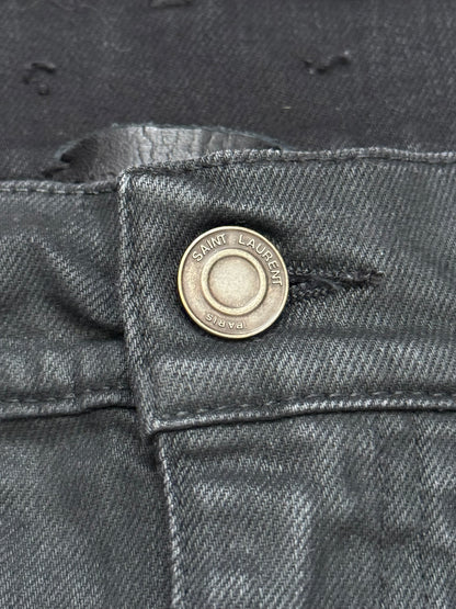 FW15 Saint Laurent by Hedi Slimane "Nightrider" Black Wax D02 Denim Jeans
