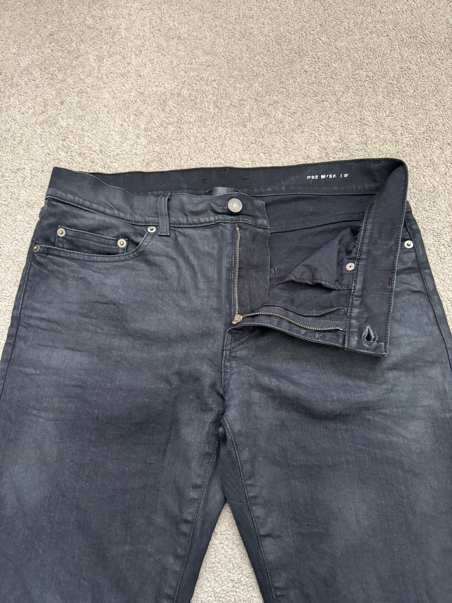 FW15 Saint Laurent by Hedi Slimane "Nightrider" Black Wax D02 Denim Jeans