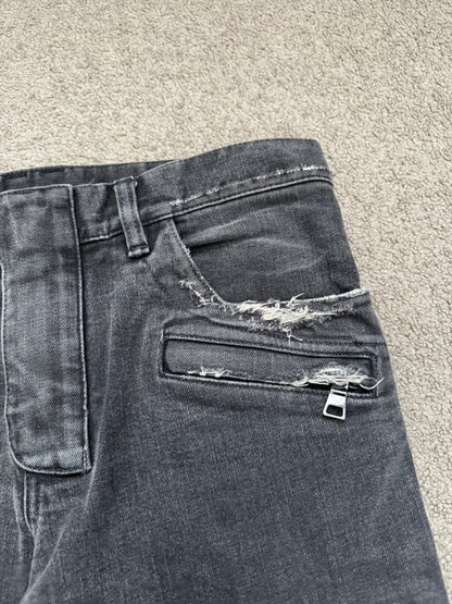 Balmain by Olivier Rousteing Distressed Zip Biker Denim Jeans