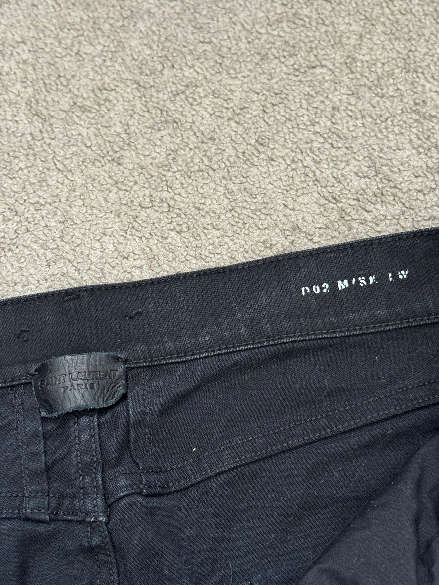 FW15 Saint Laurent by Hedi Slimane "Nightrider" Black Wax D02 Denim Jeans