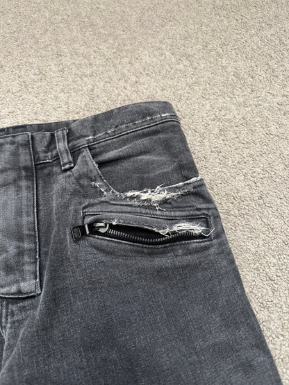 Balmain by Olivier Rousteing Distressed Zip Biker Denim Jeans
