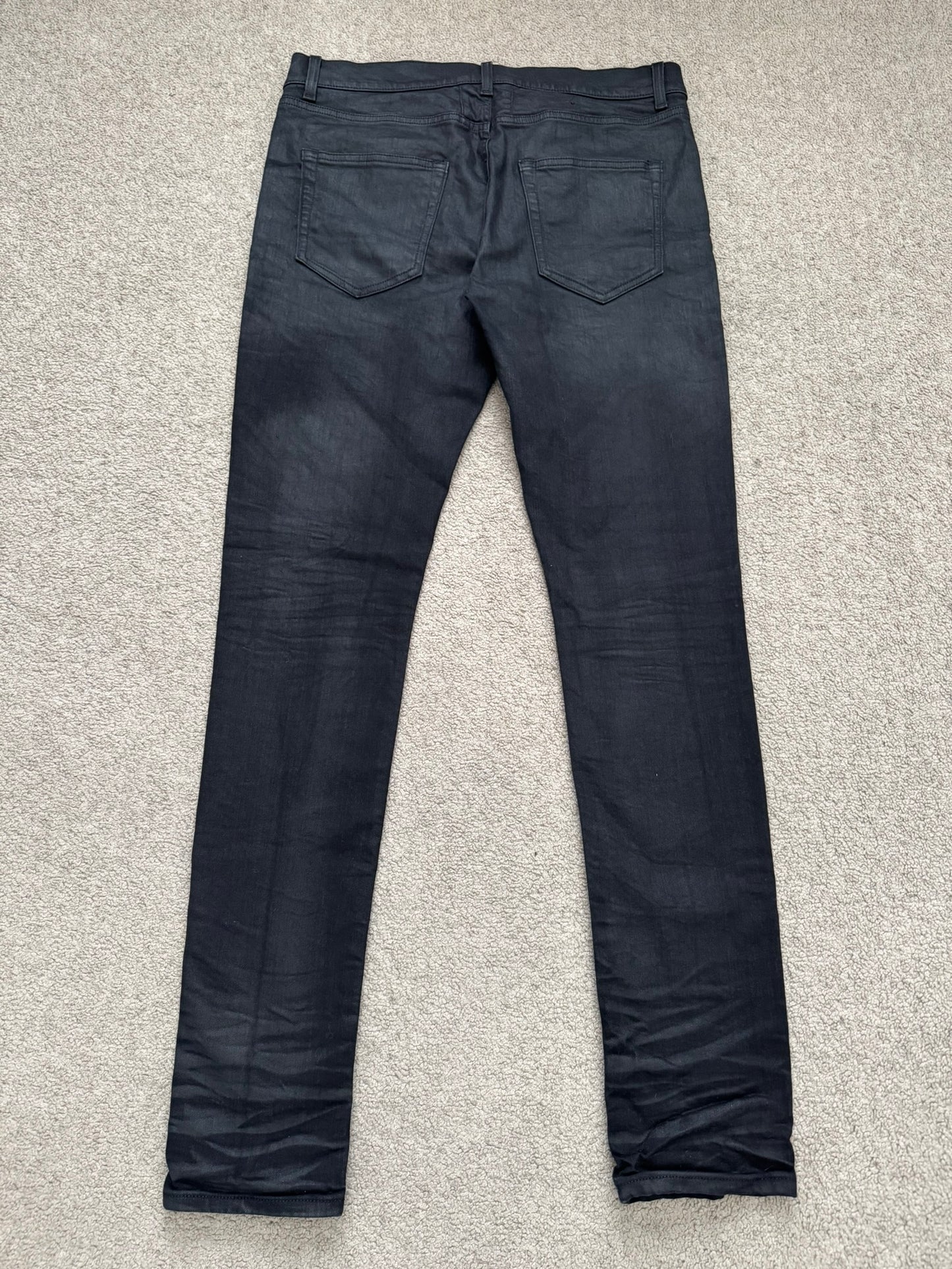 FW15 Saint Laurent by Hedi Slimane "Nightrider" Black Wax D02 Denim Jeans