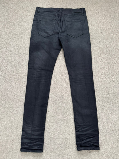 FW15 Saint Laurent by Hedi Slimane "Nightrider" Black Wax D02 Denim Jeans