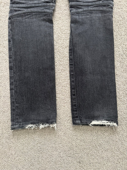 Balmain by Olivier Rousteing Distressed Zip Biker Denim Jeans