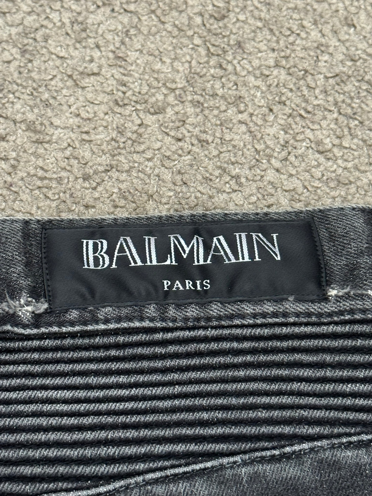 Balmain by Olivier Rousteing Distressed Zip Biker Denim Jeans