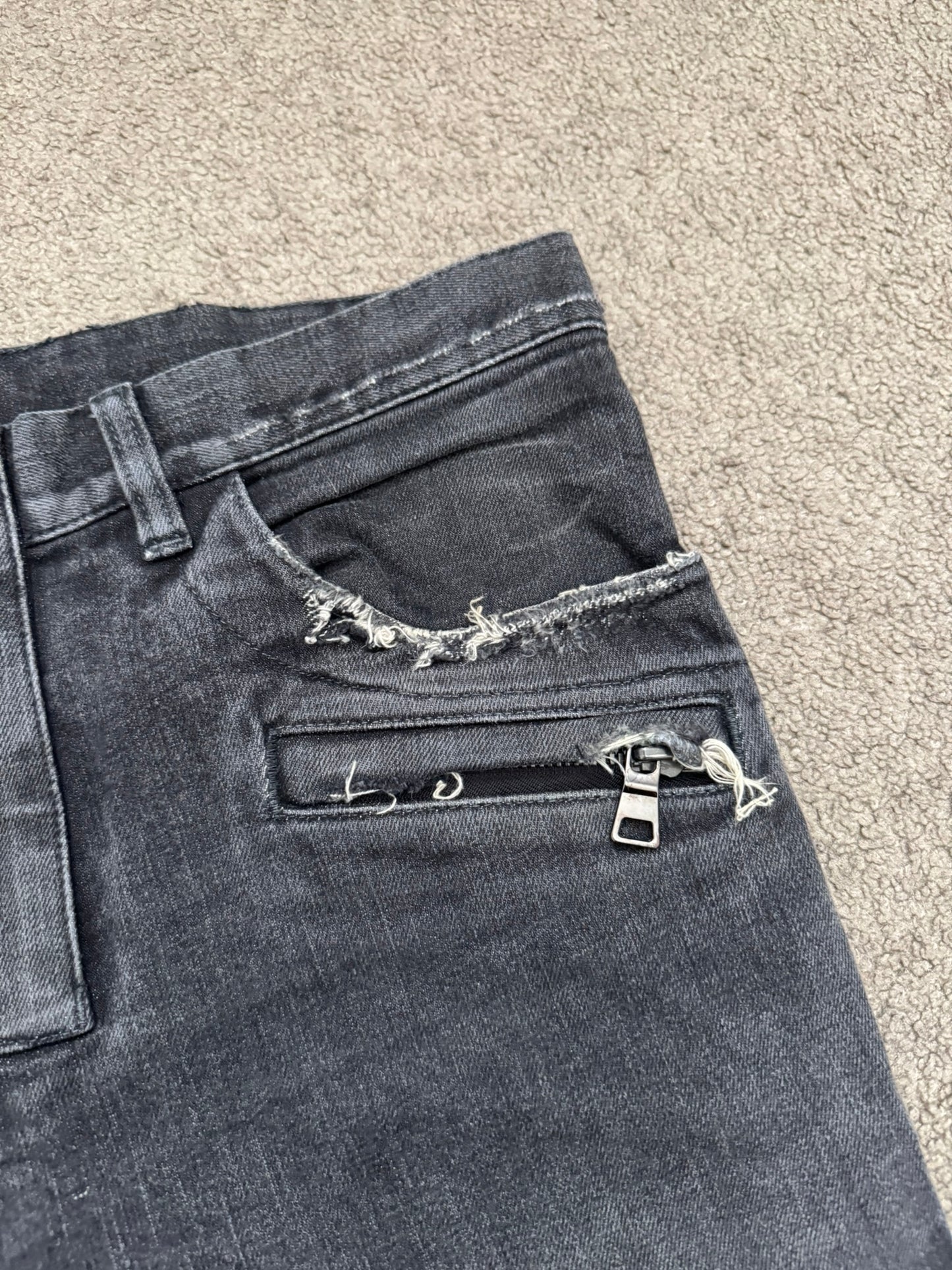 Balmain by Olivier Rousteing Distressed Zip Biker Denim Jeans