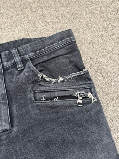 Balmain by Olivier Rousteing Distressed Zip Biker Denim Jeans