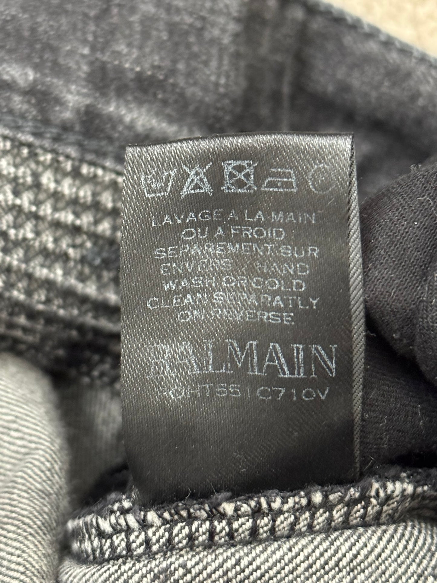 Balmain by Olivier Rousteing Distressed Zip Biker Denim Jeans