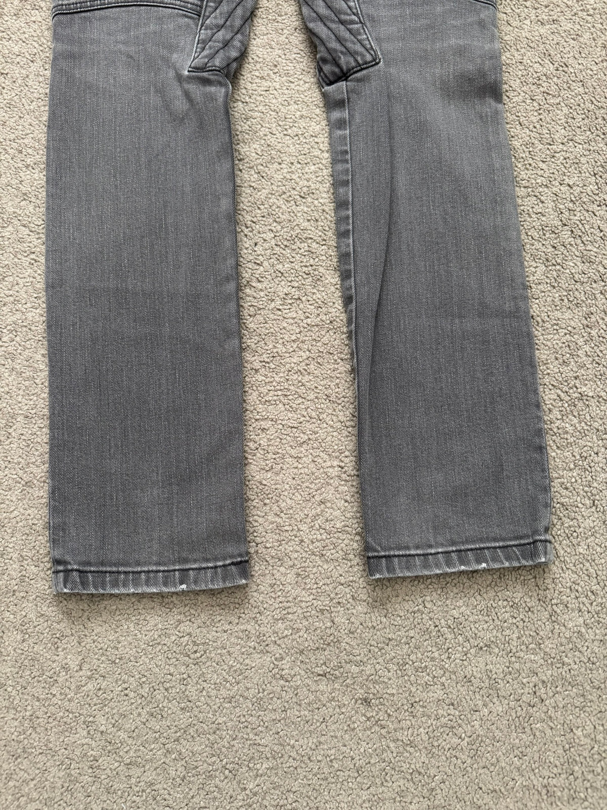 FW15 Balmain by Olivier Rousteing Quilted Zip Biker Denim Jeans