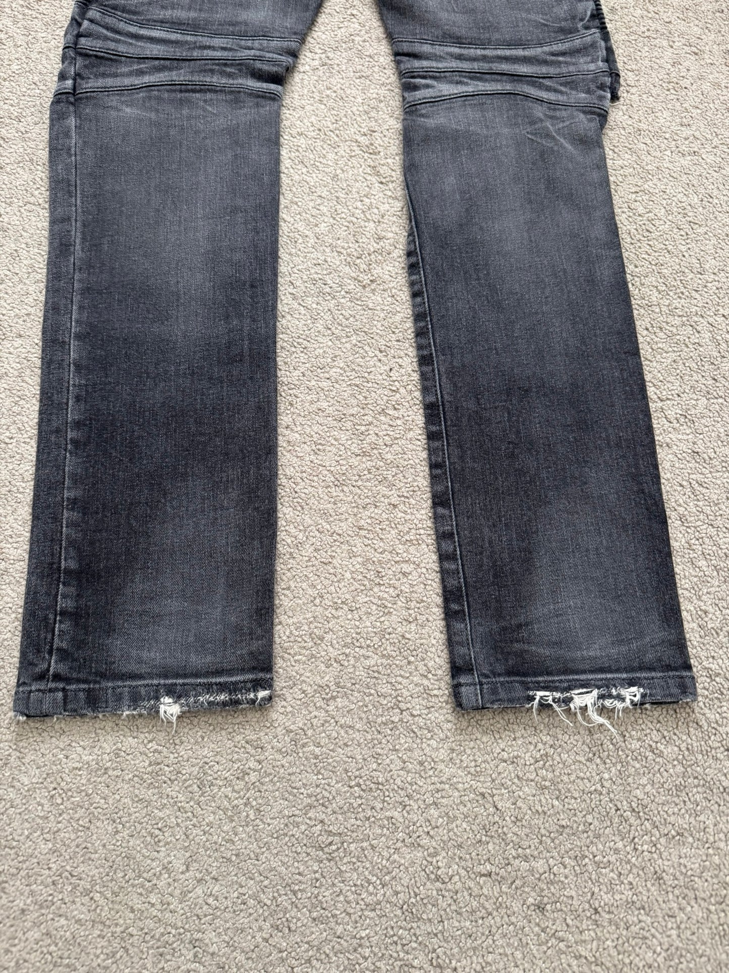 Balmain by Olivier Rousteing Distressed Zip Biker Denim Jeans