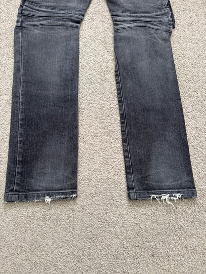 Balmain by Olivier Rousteing Distressed Zip Biker Denim Jeans