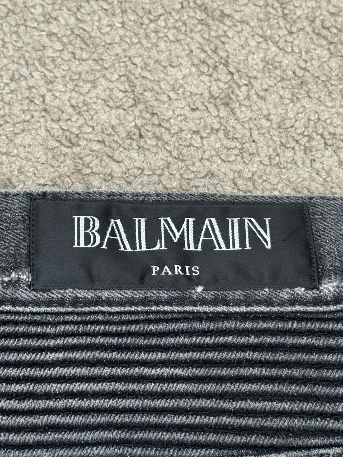 Balmain by Olivier Rousteing Distressed Zip Biker Denim Jeans