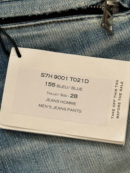 SS17 Balmain by Olivier Rousteing Repaired Zip Biker Denim Jeans