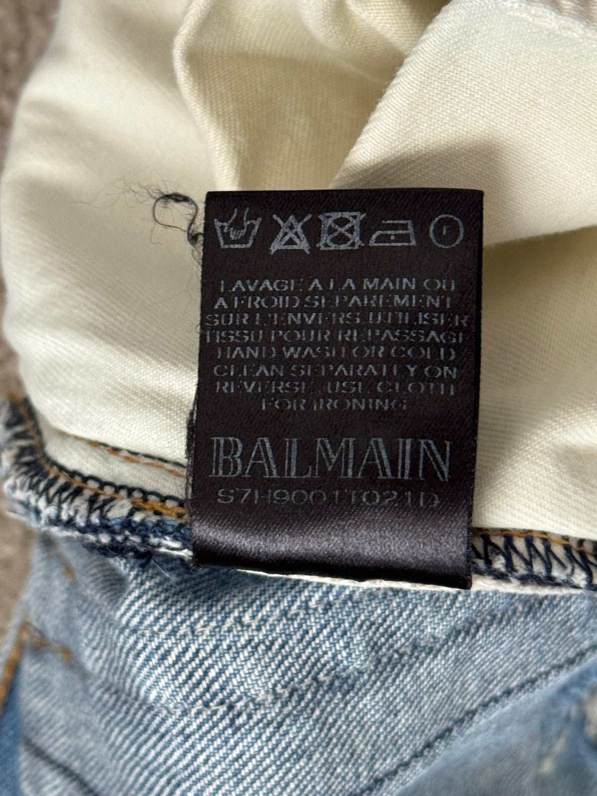 SS17 Balmain by Olivier Rousteing Repaired Zip Biker Denim Jeans