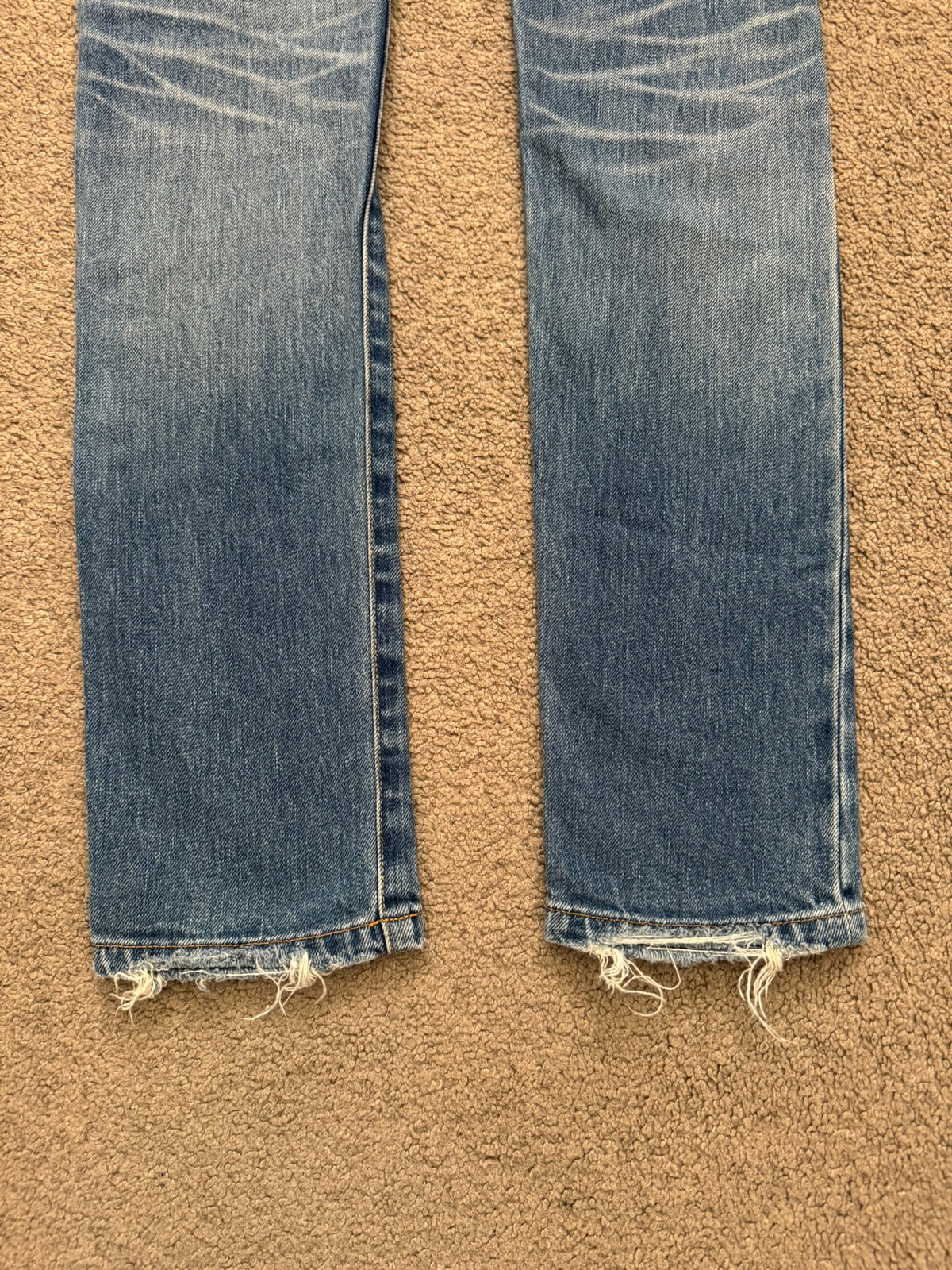 SS17 Balmain by Olivier Rousteing Repaired Zip Biker Denim Jeans