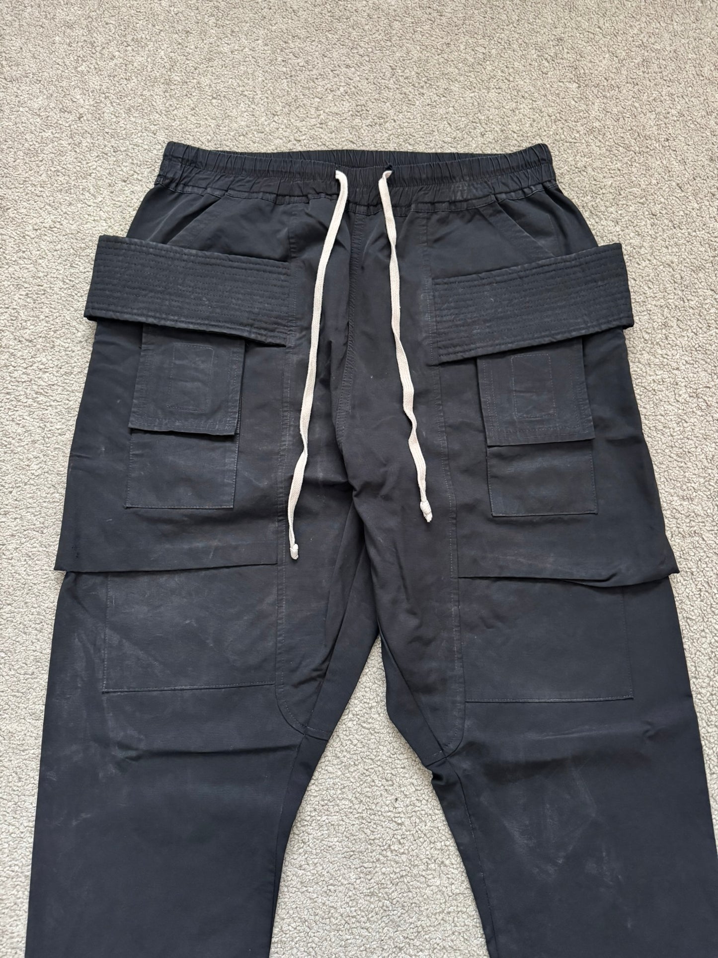 SS17 Rick Owens DRKSHDW Black Nylon Creatch Cargo Pants
